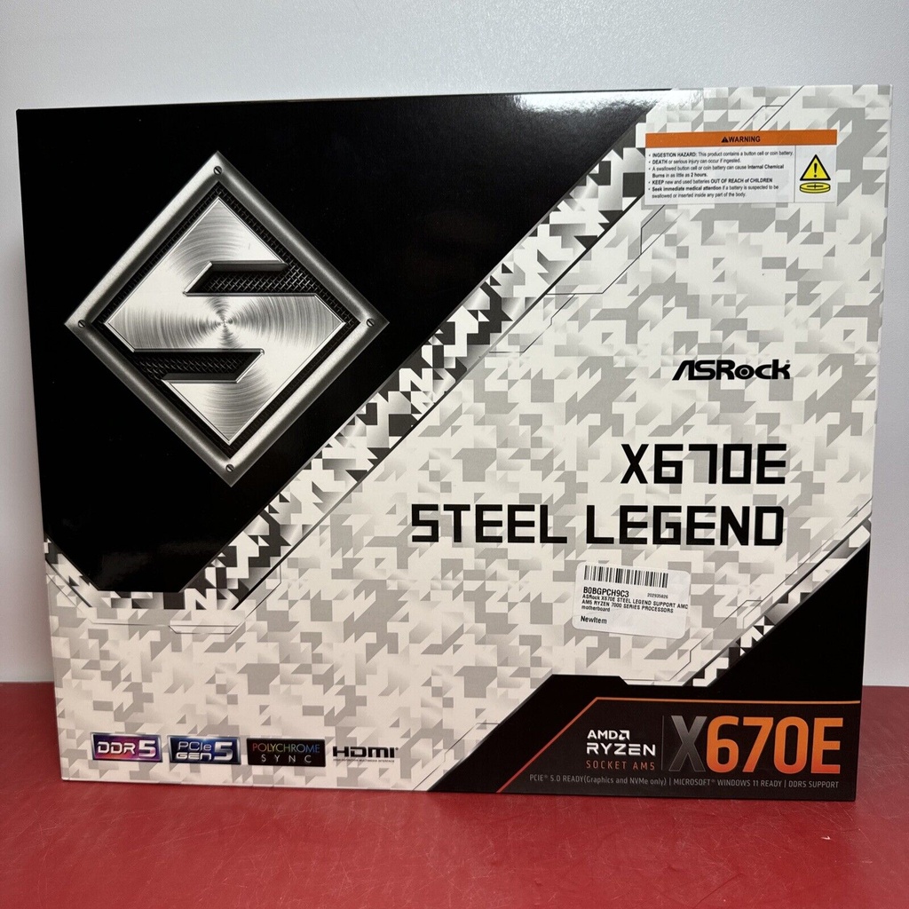 ASRock X670E Steel Legend AM5 AMD ATX Motherboard DDR5 PCIE 5.0X16 - New