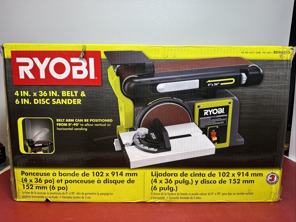 Ryobi Bench Belt Disc Sander Sanding Machine Vertical Horizontal BD4601G