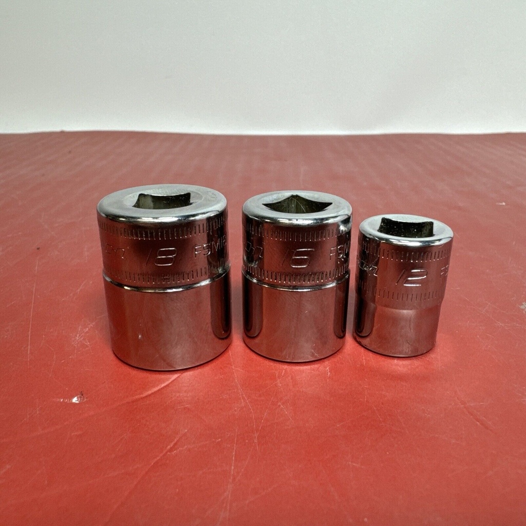 Snap On  3/8" Drive 18mm, 16mm, 12mm Metric 6 Point Shallow Sockets 3 x LOT