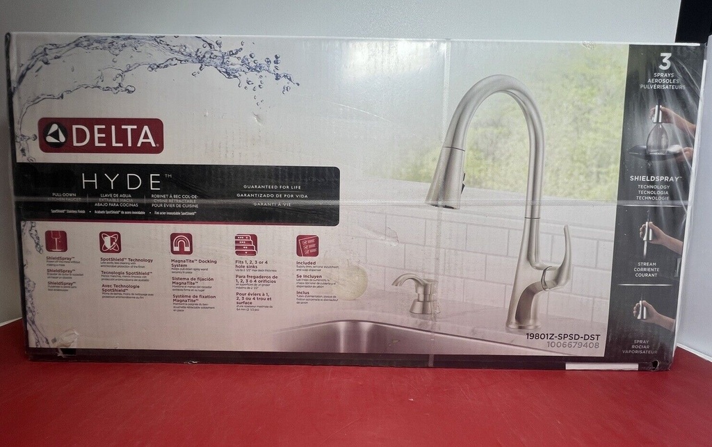 Delta 19801Z-SPSD-DST Hyde Pull Down Kitchen Faucet w/Soap Dispense in Stainless