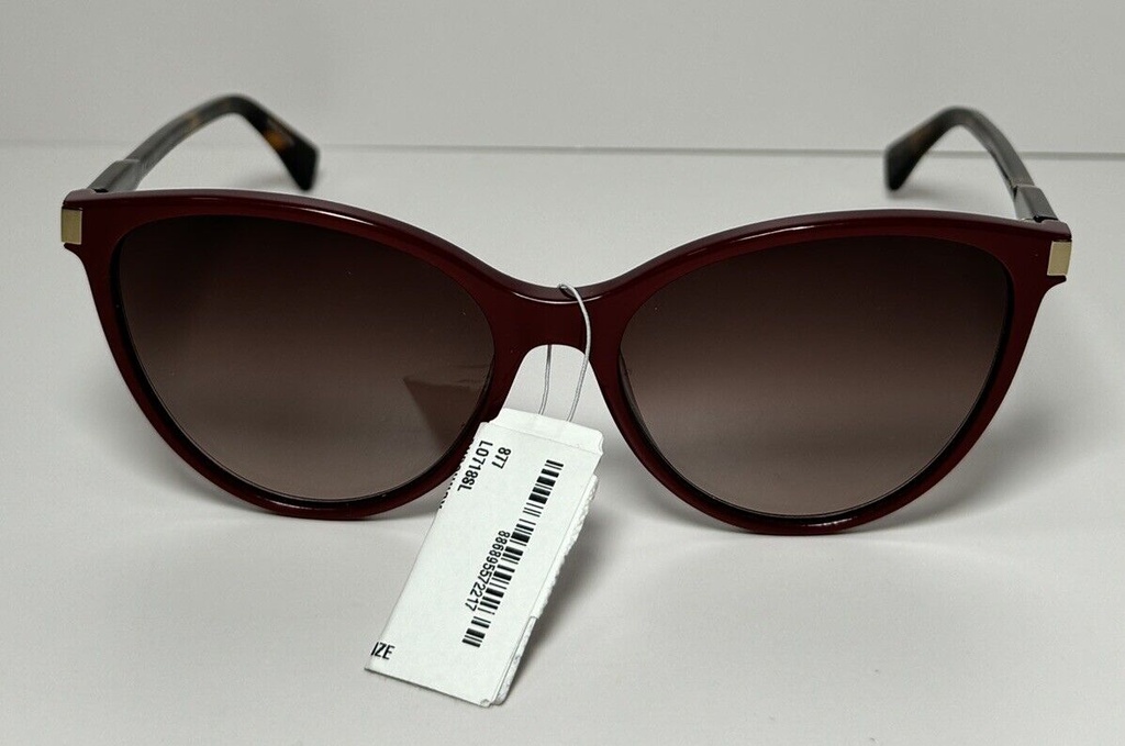 NEW Longchamp LO718S-601-56 BURGUNDY Sunglasses Havana Temples