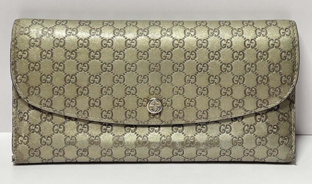 Gucci Micro GG Gucci Shima Sima Long Wallet 256926 Gold -Made in Italy