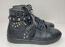 [5302-1] YSL SAINT LAURENT Studded High-Top Sneakers Size 35 Leather Black - 359804