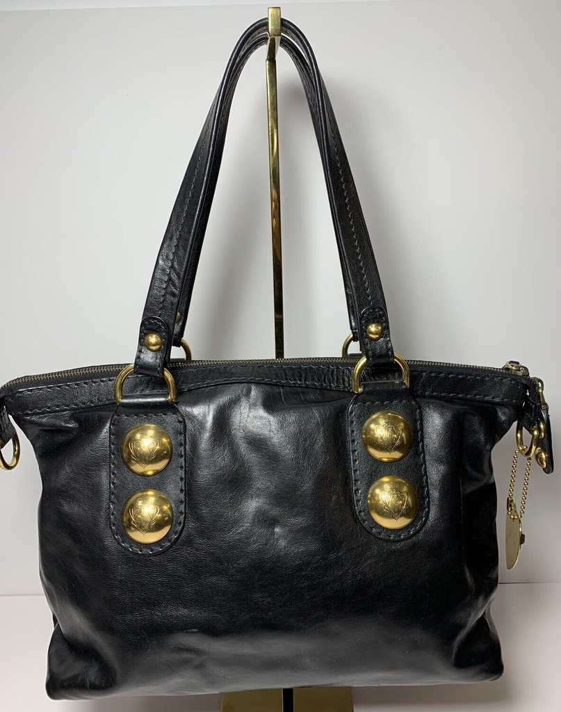 Gucci Black Leather Tote Handbag with gold Hardware