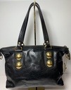 [5360-1] Gucci Black Leather Tote Handbag with gold Hardware