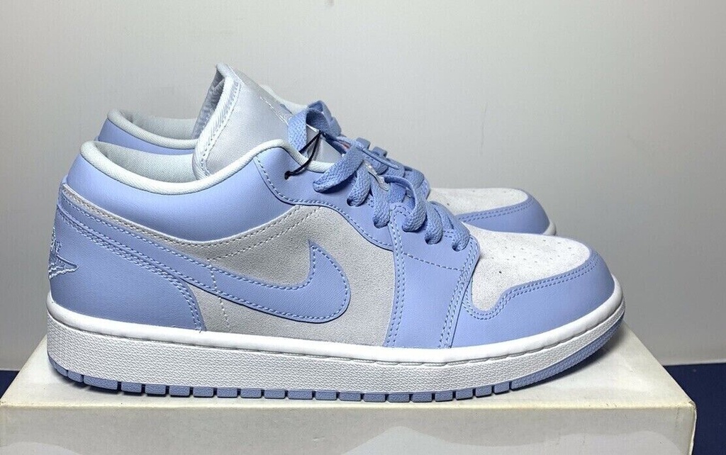 Nike Air Jordan 1 Low DC0774-050 Grey White Aluminum Blue Shoes - WMNS  S 10