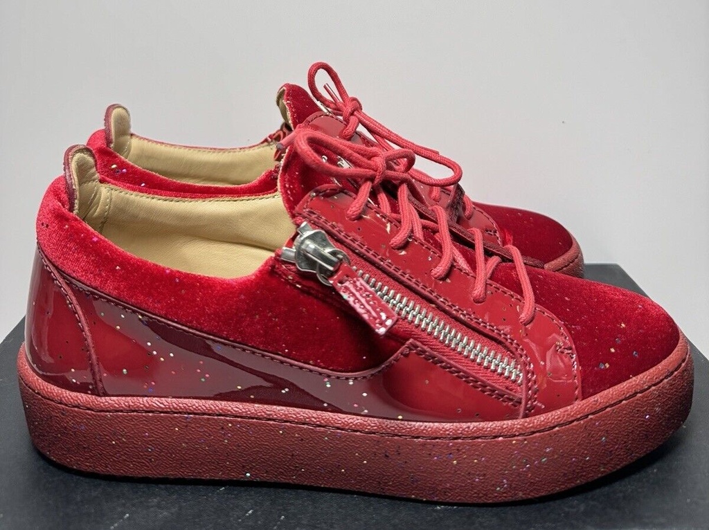 Giuseppe Zanotti Bertens Zip Leather Iridescent Red  RU10013, 41 Size, 7.5 US