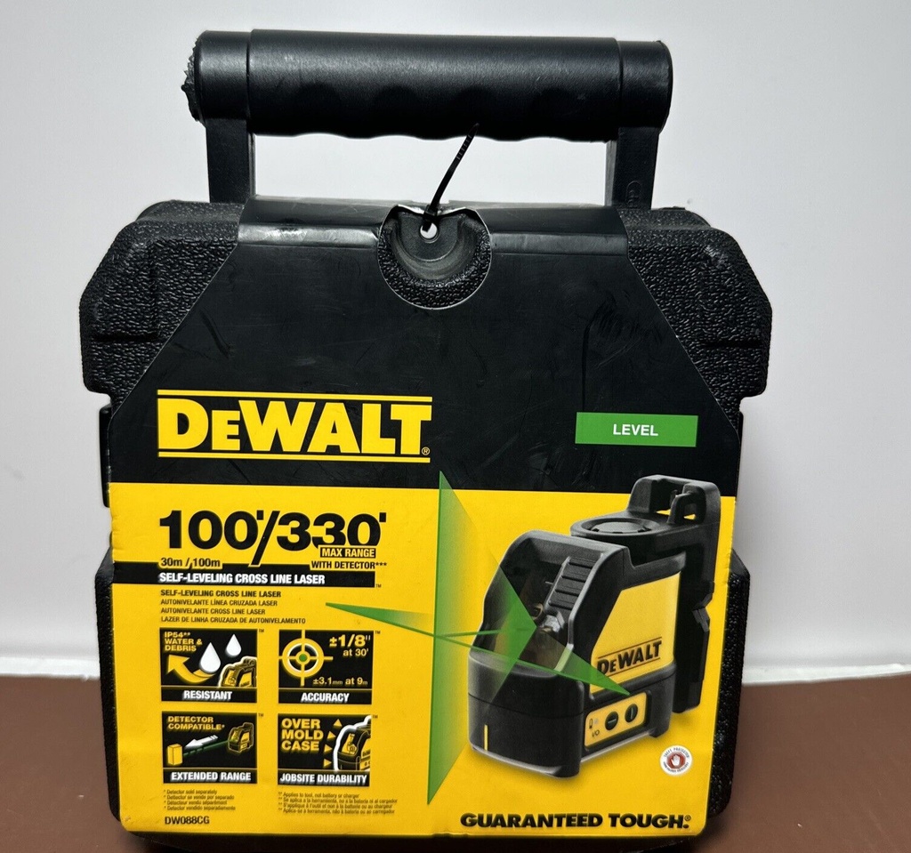 DEWALT 100ft/330ft Self-Leveling Cross Line Laser Level DW088CG - BRAND NEW