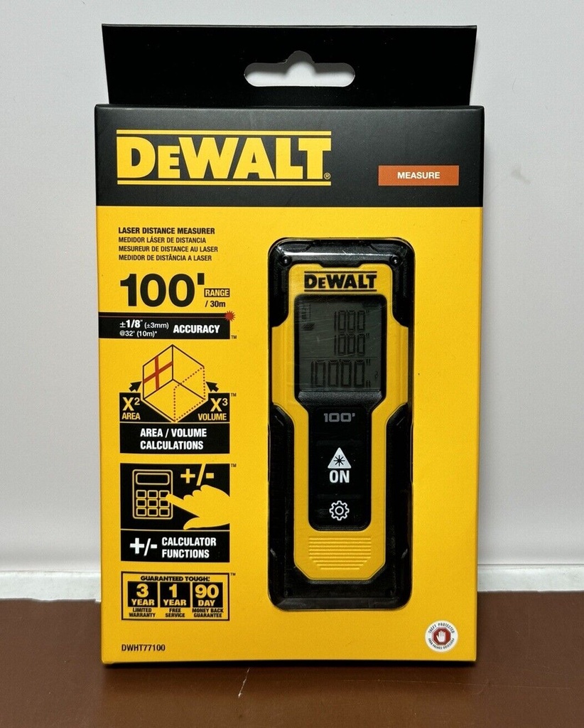 Dewalt 100ft Laser Distance Measurer 100’/30 m DWHT77100 -Brand New