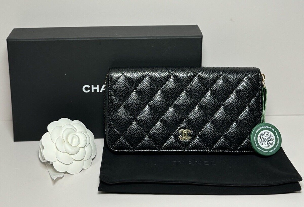 Chanel Zip Around Wallet Quilted Diamond Long Black -Brand New