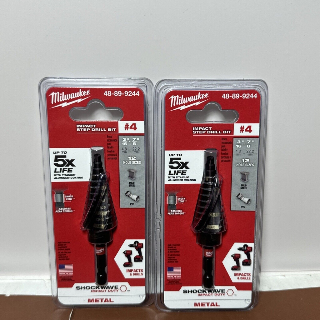 2 Milwaukee Shockwave Impact Duty Step Drill Bit - (48-89-9244)