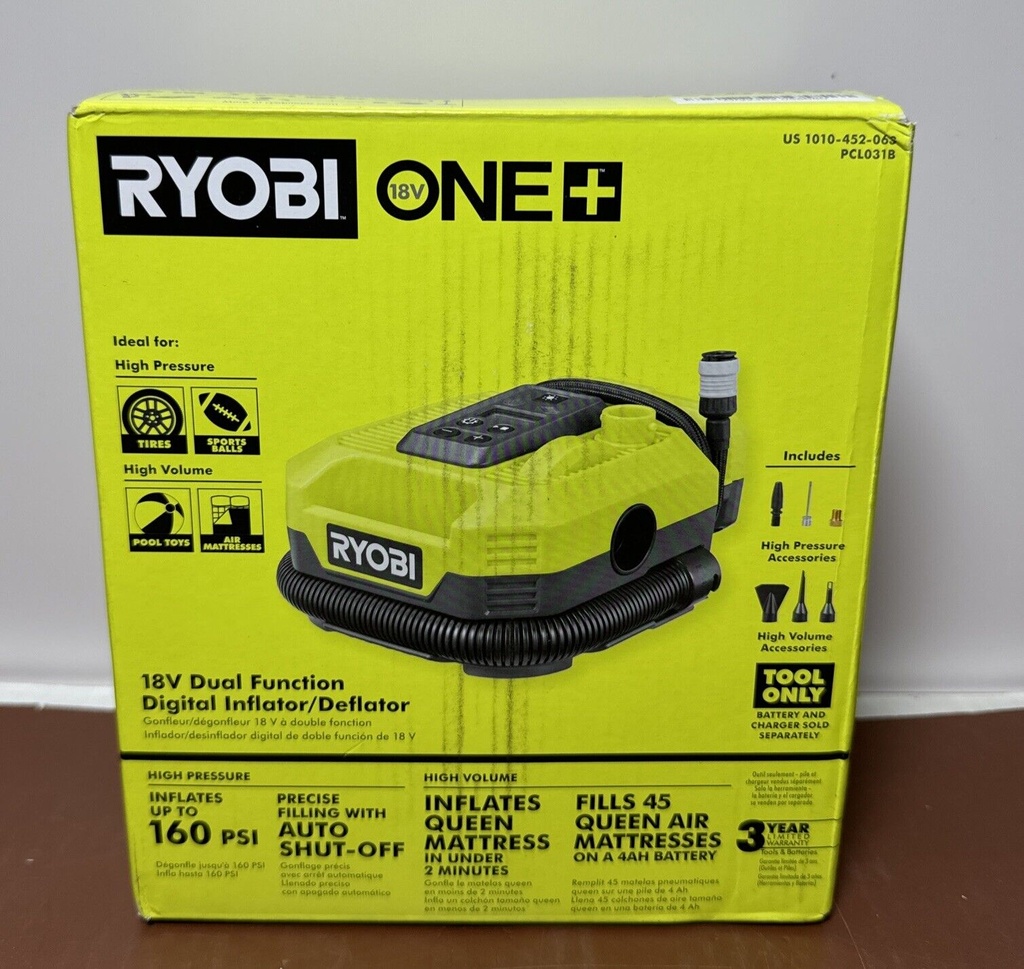 RYOBI ONE+ 18V Dual Function Digital Inflator/Deflator (Tool Only) PCL031B