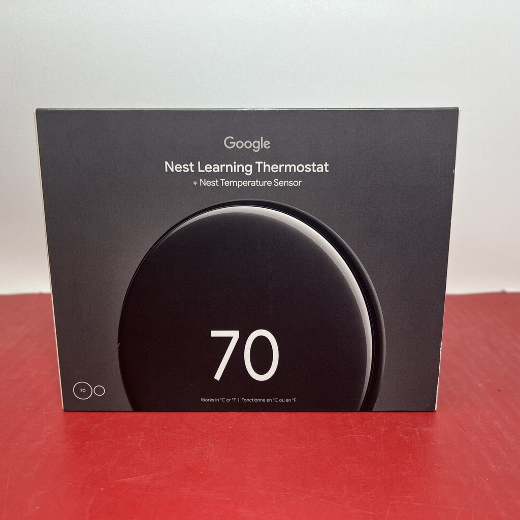 Google Nest Learning Thermostat 4th Gen+ Sensor GA05169-US POLISHED Obsidian