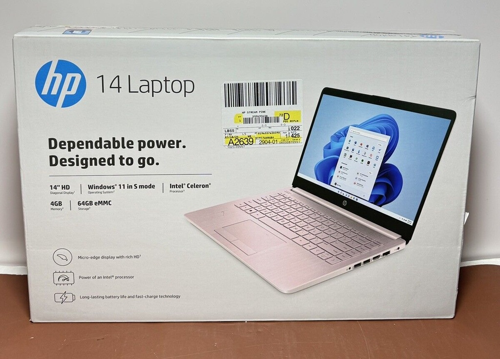 HP 14-cf2112wm 5T9T7UA#ABA 14" Intel Celeron N4120 4GB DDR4 64GB eMMC Win11