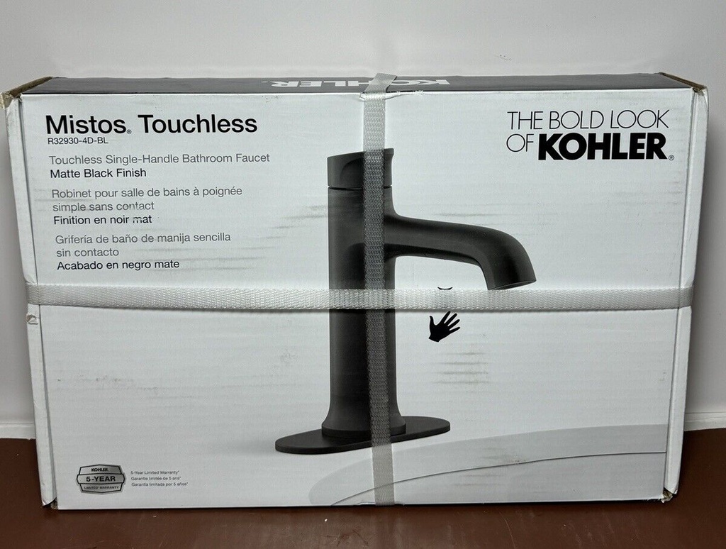 Kohler Mistos Touchless Matte Black Single Hole Bathroom Faucet 1006-655-638 New