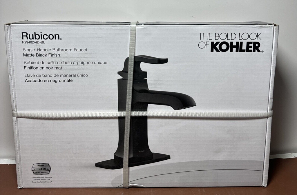 KOHLER Rubicon R29402-4D-BL Single Handle Bathroom Faucet Matte Black