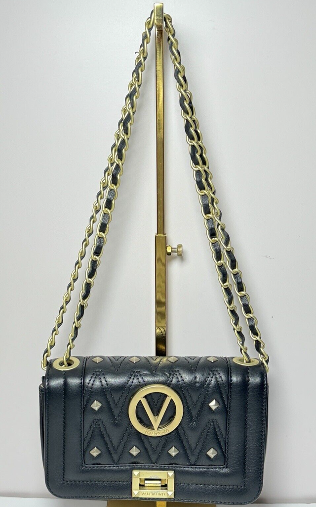 Valentino Chain Clutch Shoulder bag - Black leather - Gold Hardware