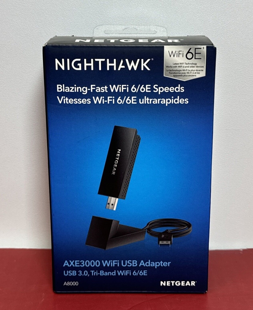 Netgear A8000 Nighthawk AXE3000 WiFi USB Adapter - USB 3.0 Tri-Band WiFi 6E