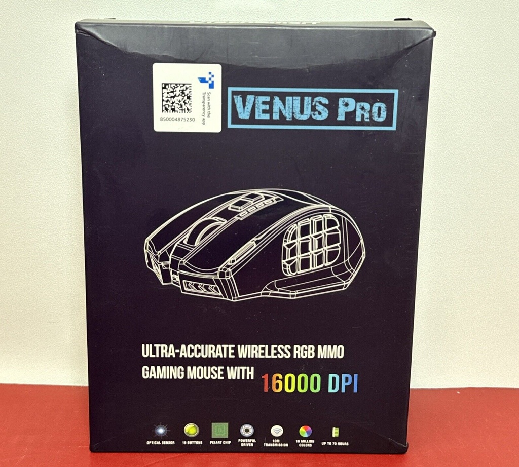 UtechSmart Venus Pro RGB Wireless MMO Gaming Mouse, 16,000 DPI Optical Sensor