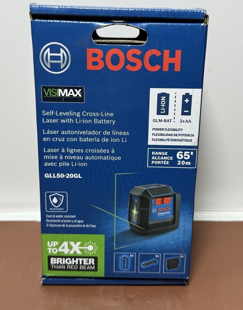 Bosch GLL50-20GL 65 Foot Self Leveling Cross-Line Laser W/Li-Ion Battery