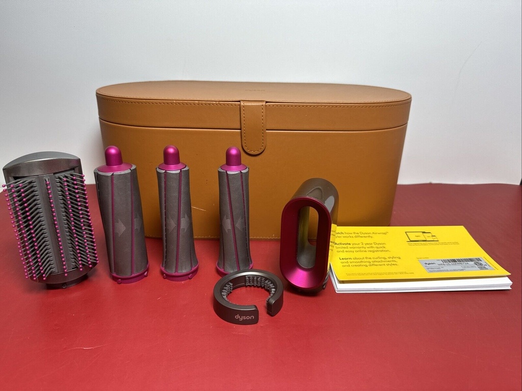 DYSON Airwrap Attachments Tan Leather Storage Case And Accessories NO AIRWRAP