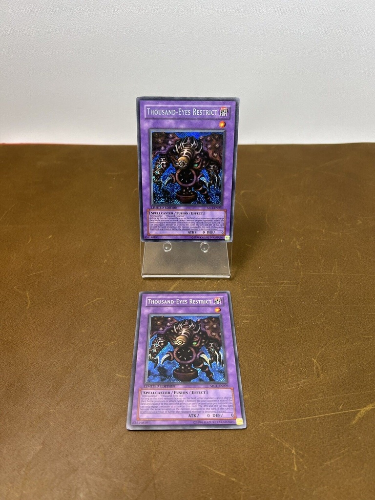 2 X Yu-Gi-Oh Thousand-Eyes Restrict MC1-EN004 Limited Ed. Secret Rare MINT NM