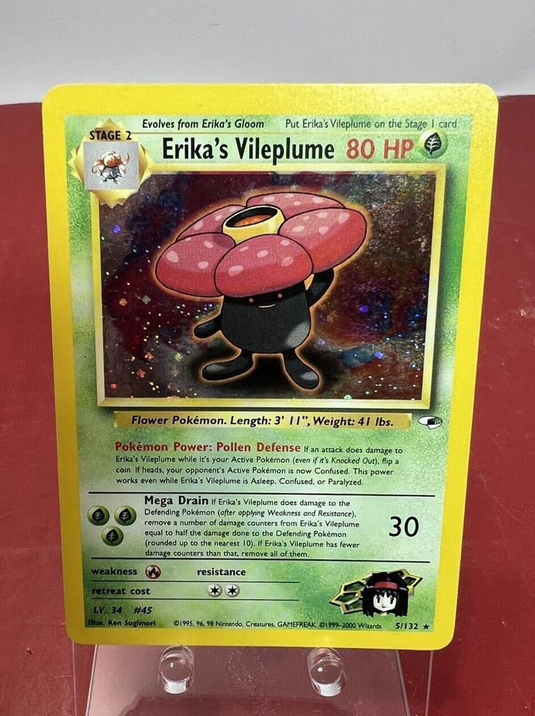 Pokemon TCG Erika’s Vileplume 5/132 Gym Heroes Holo Rare Unlimited