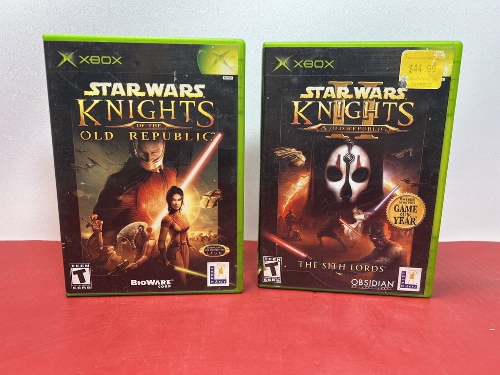 Star Wars Knights of the Old Republic + KOTOR 2 Sith Lords Xbox W/ Inserts!