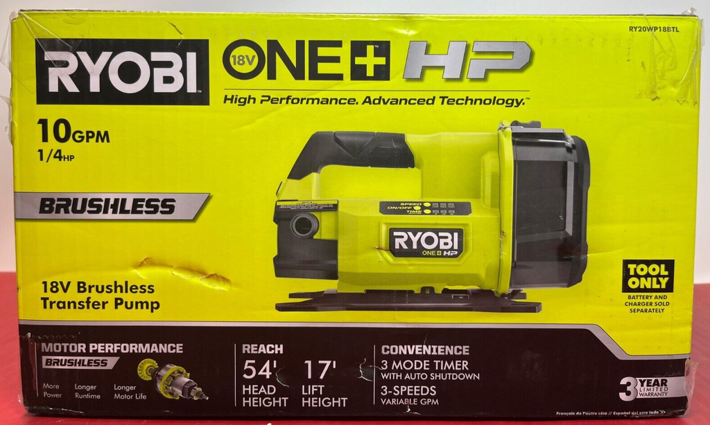 Ryobi RY20WP18BTL Cordless Battery Powered Transfer Pump TOOL ONLY NO BATTERY