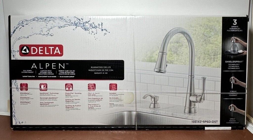 Delta 19814Z-SPSD-DST Alpen Pull-Down Kitchen Faucet Stainless Finish