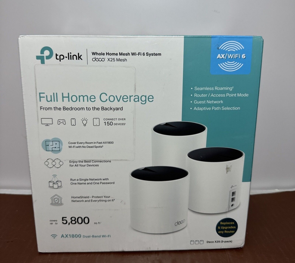 TP-Link Deco X25 AX1800 Dual-Band Whole Home Mesh Wi-Fi 6 (3-Pack) White NIB