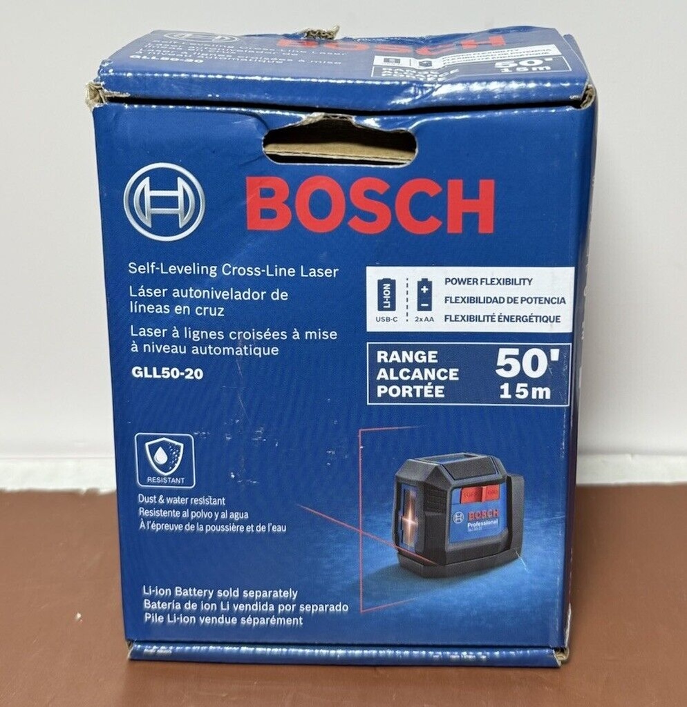 Bosch GLL50-20 50 ft. Cross Line Laser Level Self Leveling with VisiMax Tech RED