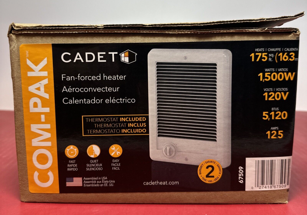 Cadet Com-Pak 1500W 120V Electric Wall Heater, White 67509 CSC151TW