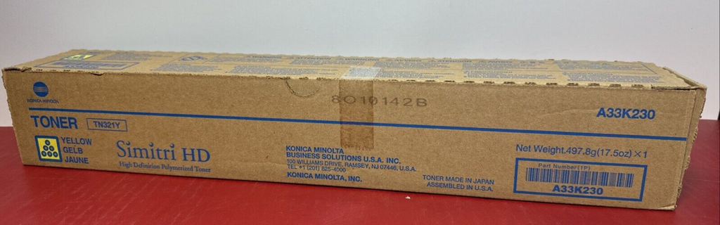 Genuine Konica Minolta TN321Y (A33K230) Yellow Toner Cartridge - NEW SEALED