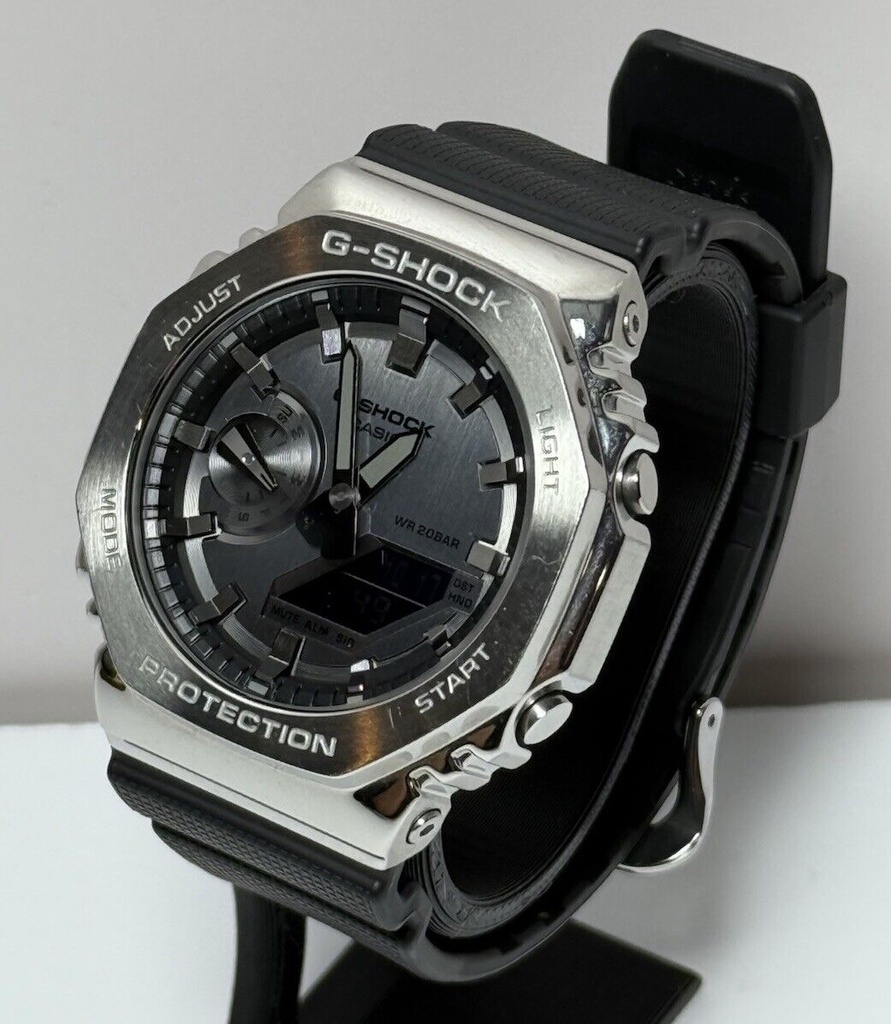 Casio Watch G-SHOCK GM2100 Men's Silver Case Black Band Watch -44.5mm