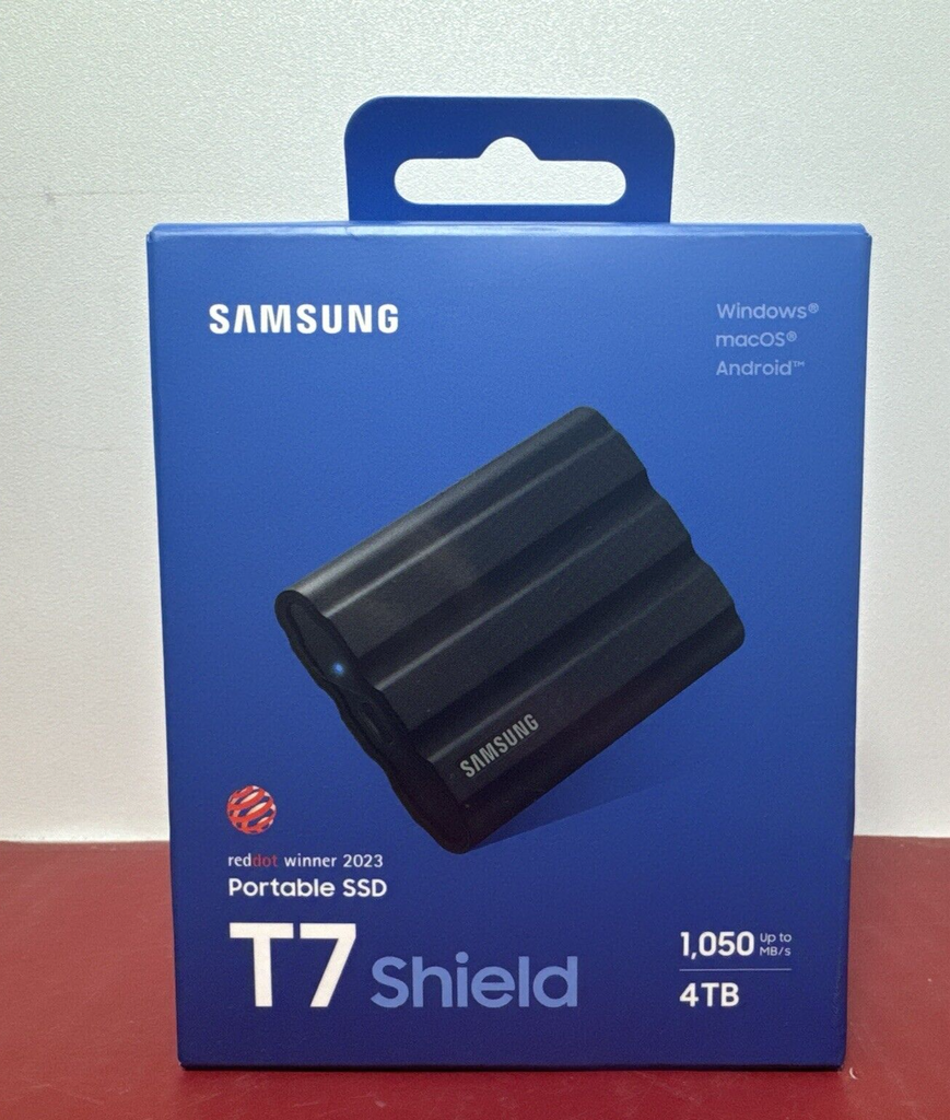 Samsung T7 Shield 4TB, USB 3.2, 2.5" Portable SSD - Black (MU-PE4T0S/AM)