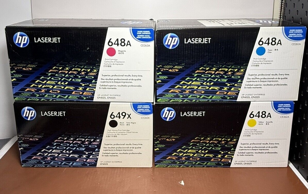 New HP 648A -649X Cyan Magenta Magenta Yellow CE263A CE262A CE261A CE260X