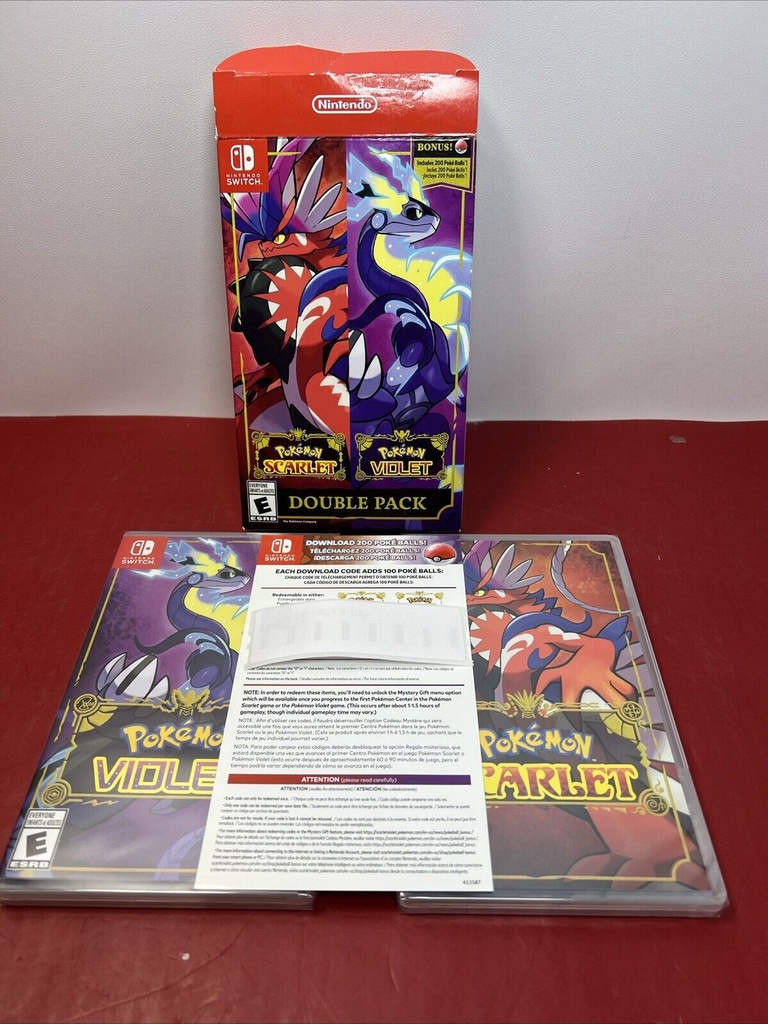 Pokémon Scarlet & Pokémon Violet - Double Pack (Switch, 2022) w/ 200 Pokeballs!