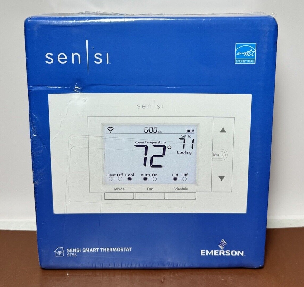 Emerson Sensi Smart Programmable Thermostat - White (ST55) New Tear In Plastic