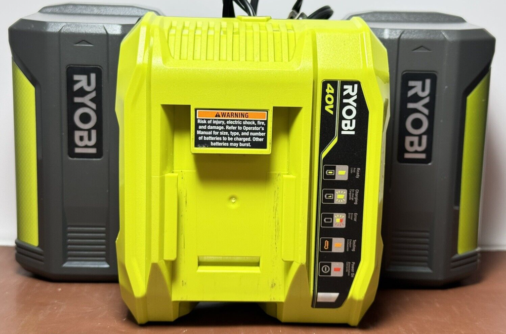 Ryobi Set 2x 40V 6.0 Ah Batteries & Rapid Charger OP406VNM Charger - New