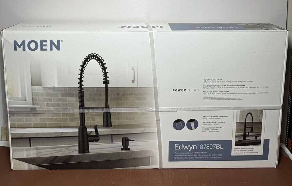 Moen Edwyn Commercial Style Kitchen Faucet Pull Down Spray Black 87807BL