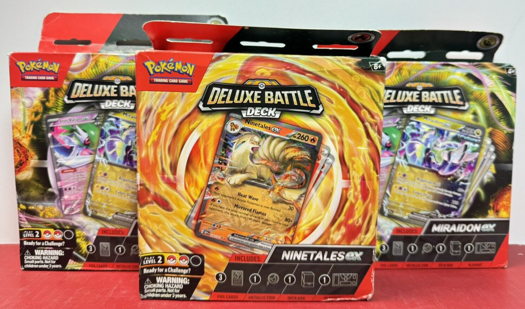 Pokemon Deluxe Battle Deck Miraidon EX (2x) & Ninetales EX Sealed Set Bundle