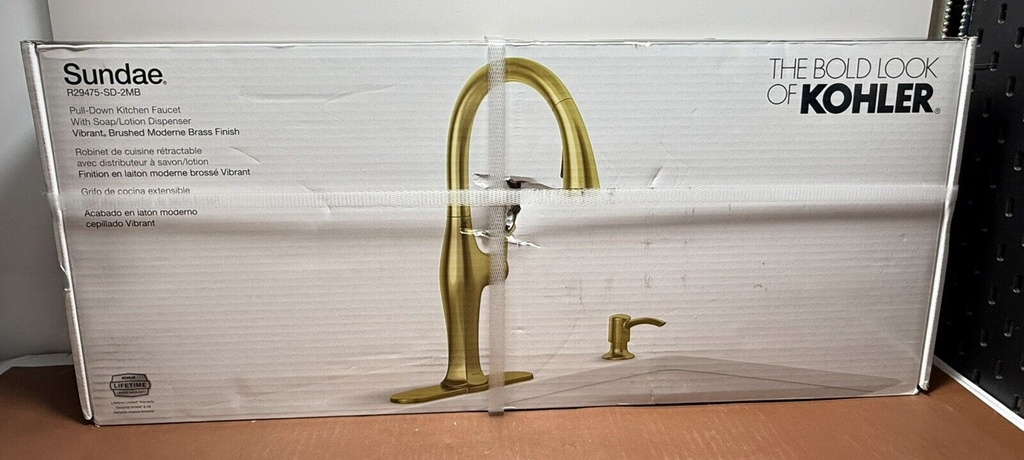 Kohler Sundae Pull Down Kitchen Faucet - Gold (R29475-SD-2MB-NEW-Box Damaged!