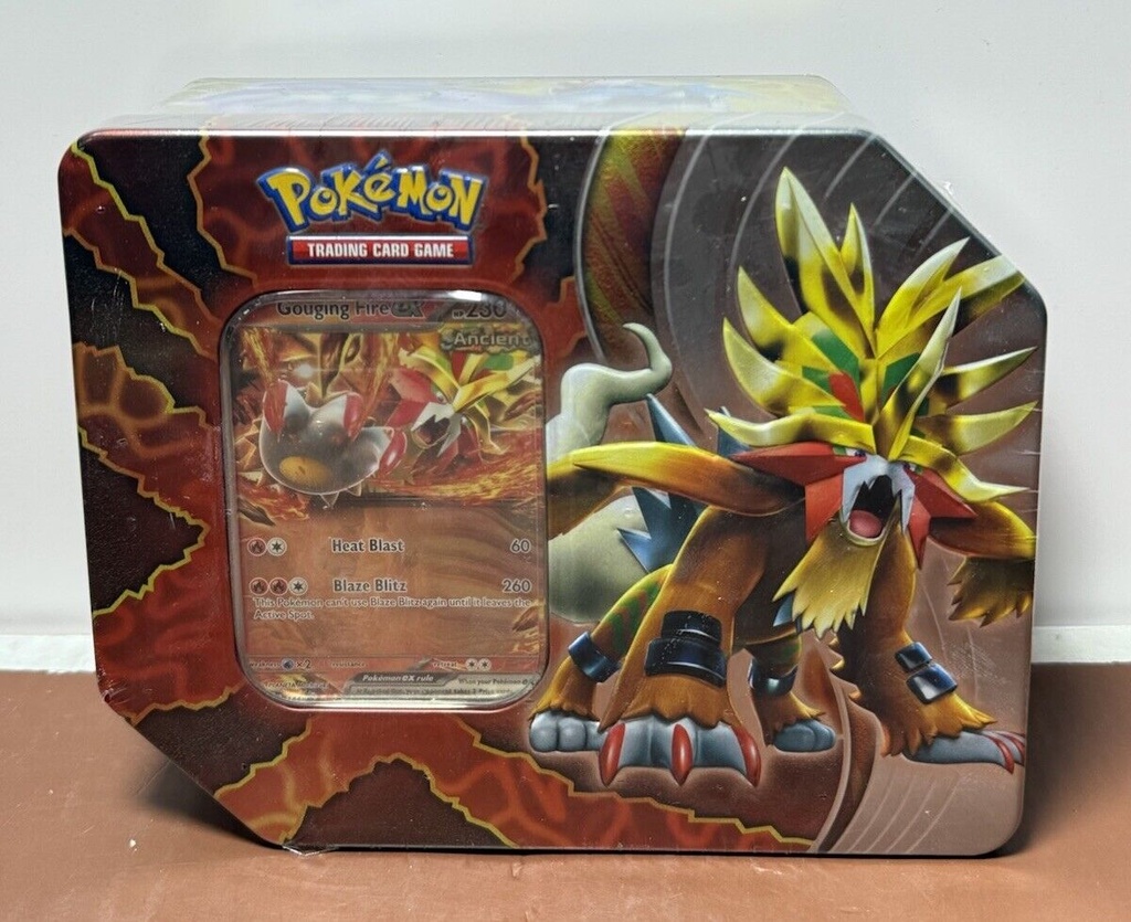 Pokemon Paradox Destinies Tin - Gouging Fire ex Sealed