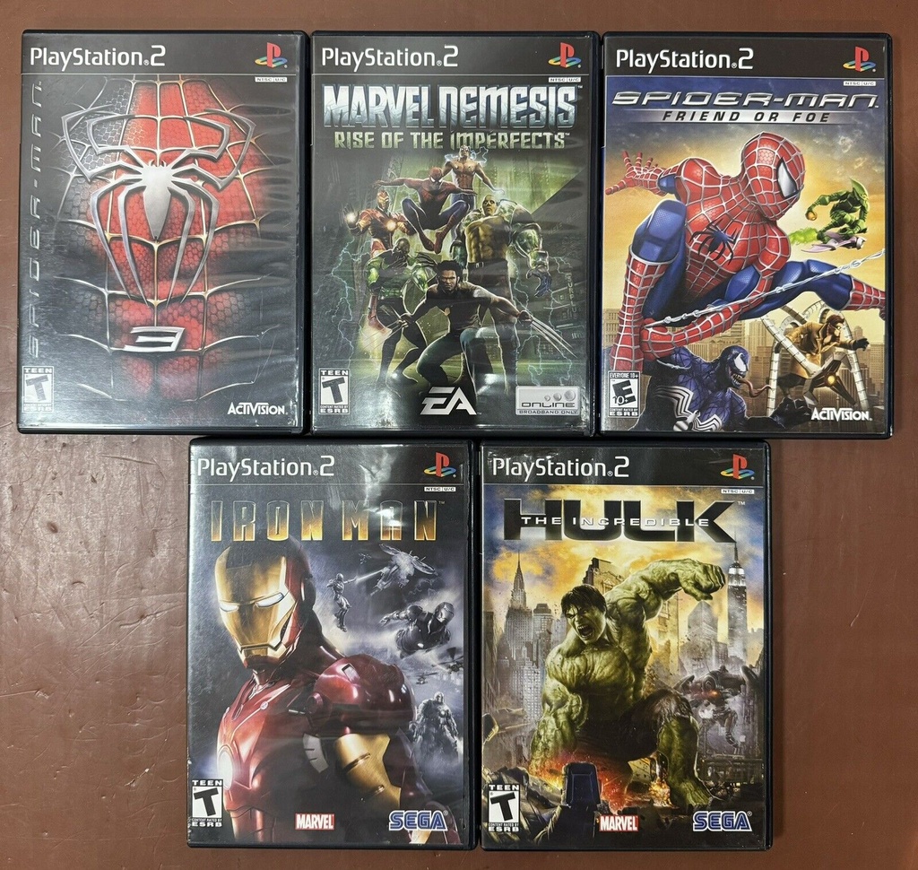 Marvel PlayStation 2 Game Bundle – Iron Man, Spider-Man 1 & 3, Hulk, Nemesis