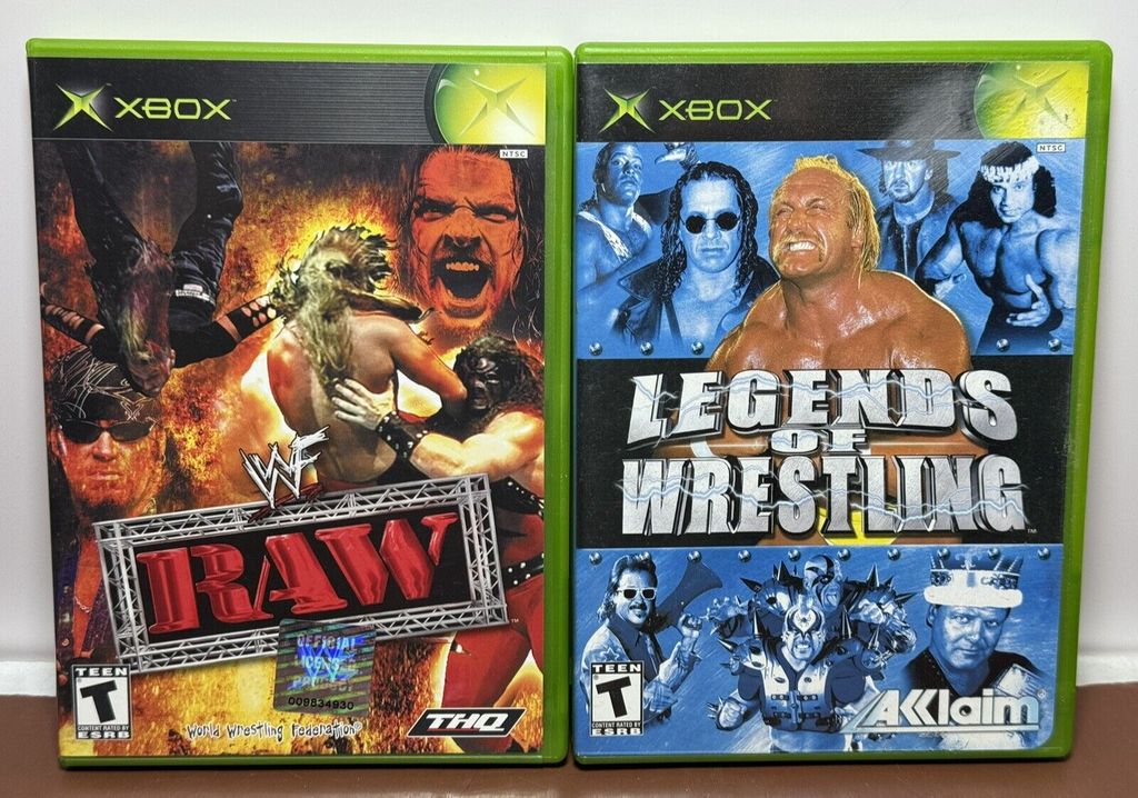 Xbox Wrestling Game Bundle – Legends of Wrestling & WWE RAW Complete CIB