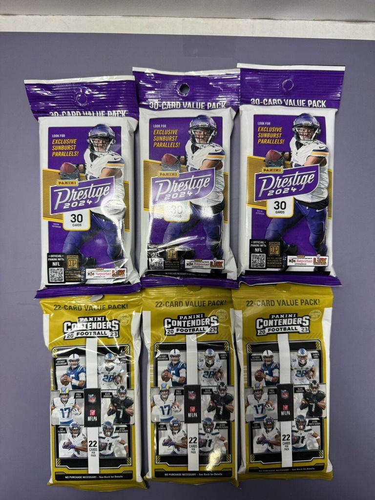 2024 Panini Prestige & 2023 Panini Contenders Football Card Value Pack Lot