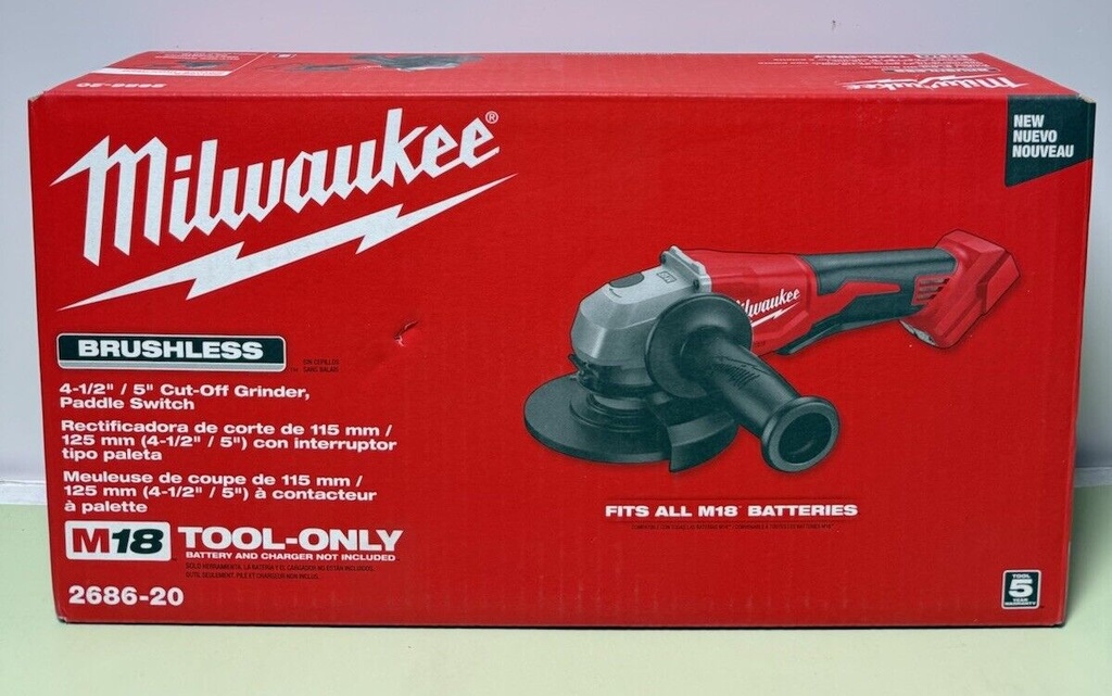 Milwaukee M18 Grinder with Paddle Switch BRUSHLESS 4.5"/5" 2686-20 (Tool Only)