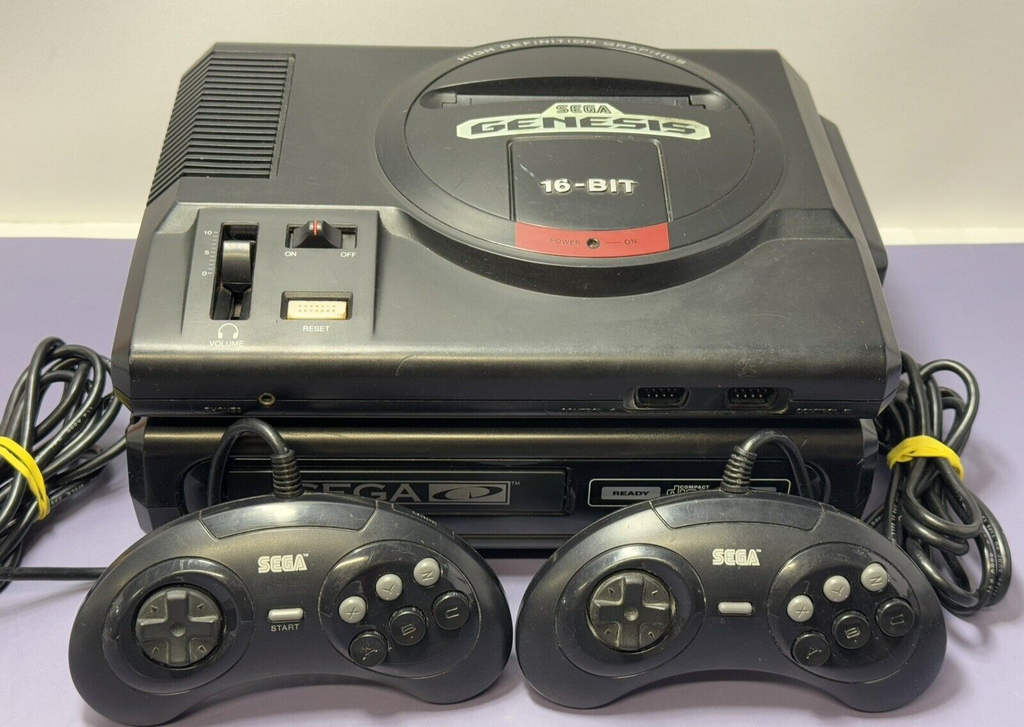 Sega CD Model 1 MK-1690 Console & Sega Genesis MK-1601 -Tested & Working!