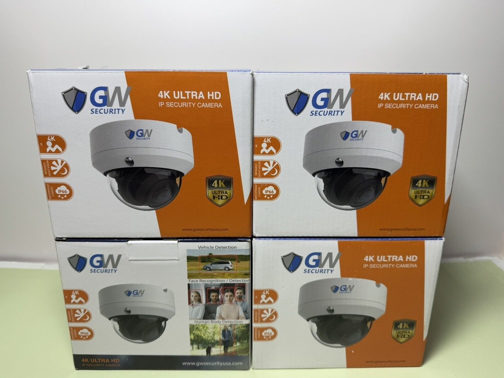 4pc- GW Security GW8533MIC 8MP 2.8mm 4K Ultra HD IP PoE Dome Security Camera